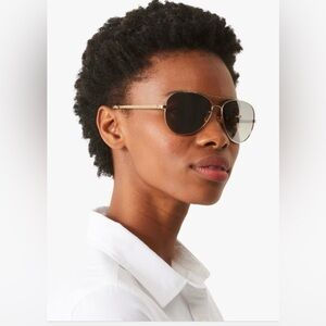 Kate Spade Gold Aviator Sunglasses with Brown Gradient Lenses